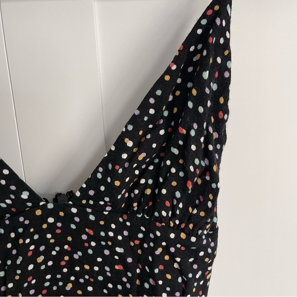 Reformation Dove Midi Dress Plunge Neck Confetti Polka Dot Black Size 2, XS/S - Picture 8 of 13